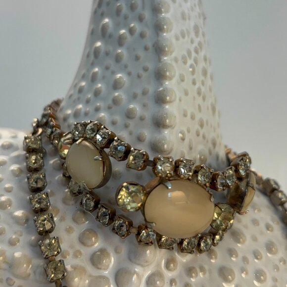 VINTAGE CITRINE & FAUX AGATE NECKLACE AND BRACELET - Picture 4 of 8